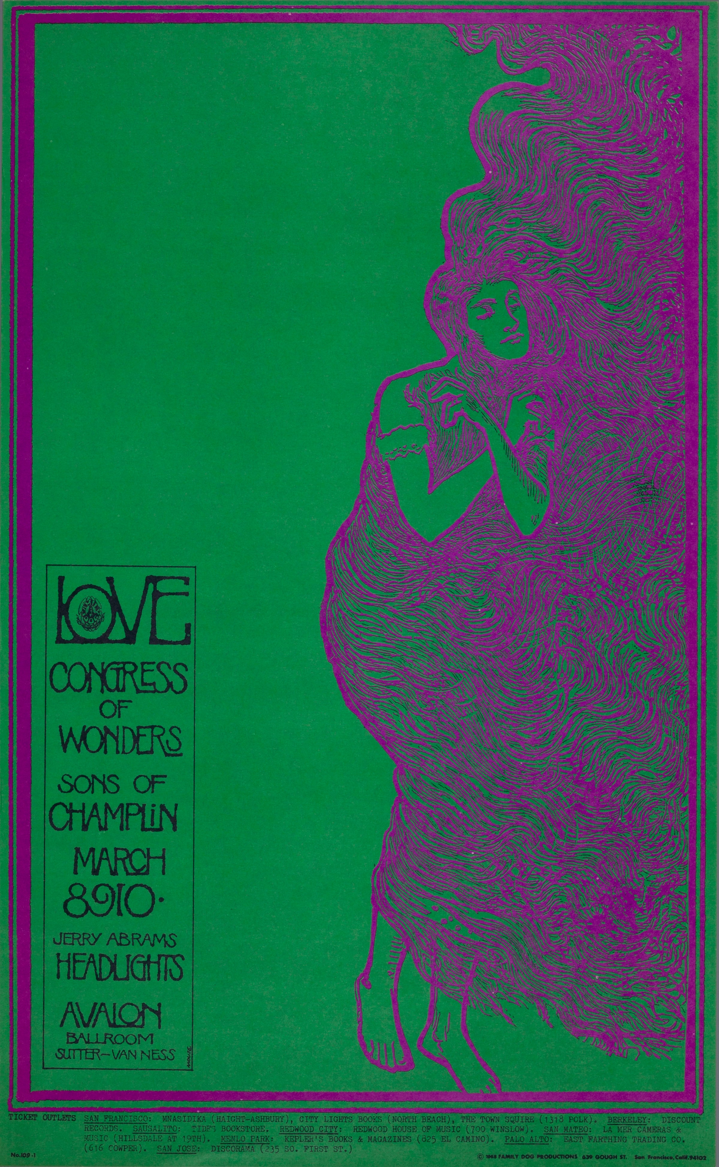 "Lovelady," Love, Congress of Wonders, Sons of Champlin, March 8-10, Avalon Ballroom