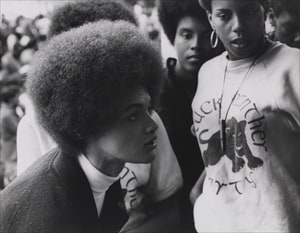 Kathleen Cleaver, Communications Secretary for the Black Panther Party, Talks with Other Party Members Before a Free Huey Rally in DeFremery Park, 1968