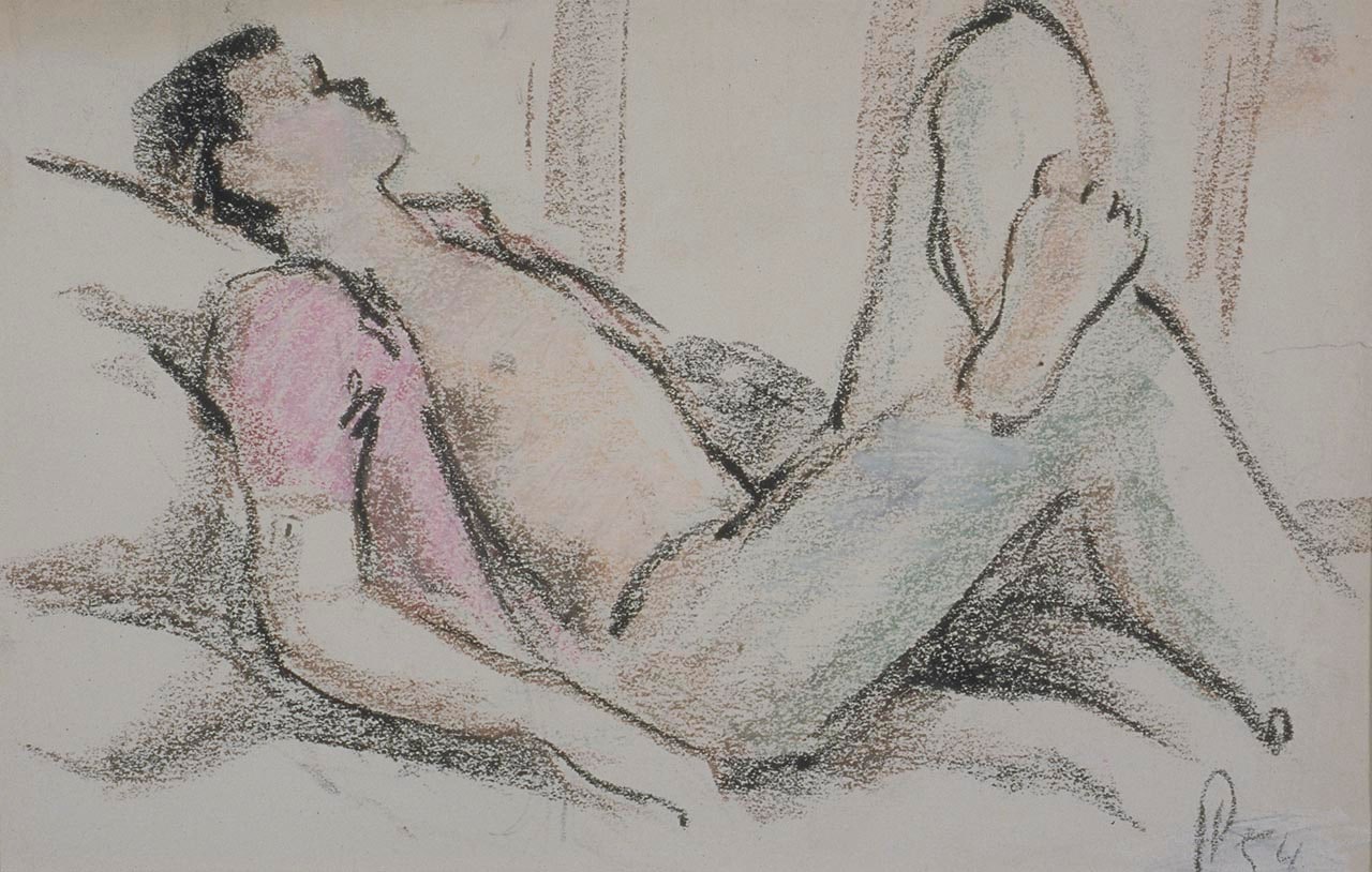 Side View Reclining Young Man