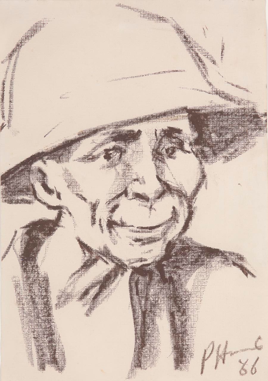 Facing Portrait of Old Man with Hat