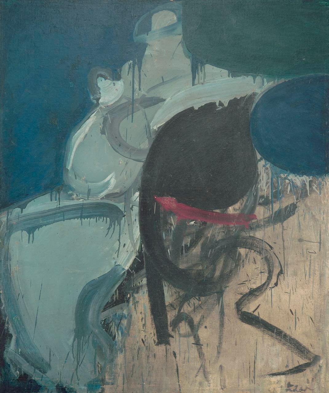 Nude with Black Cushion
