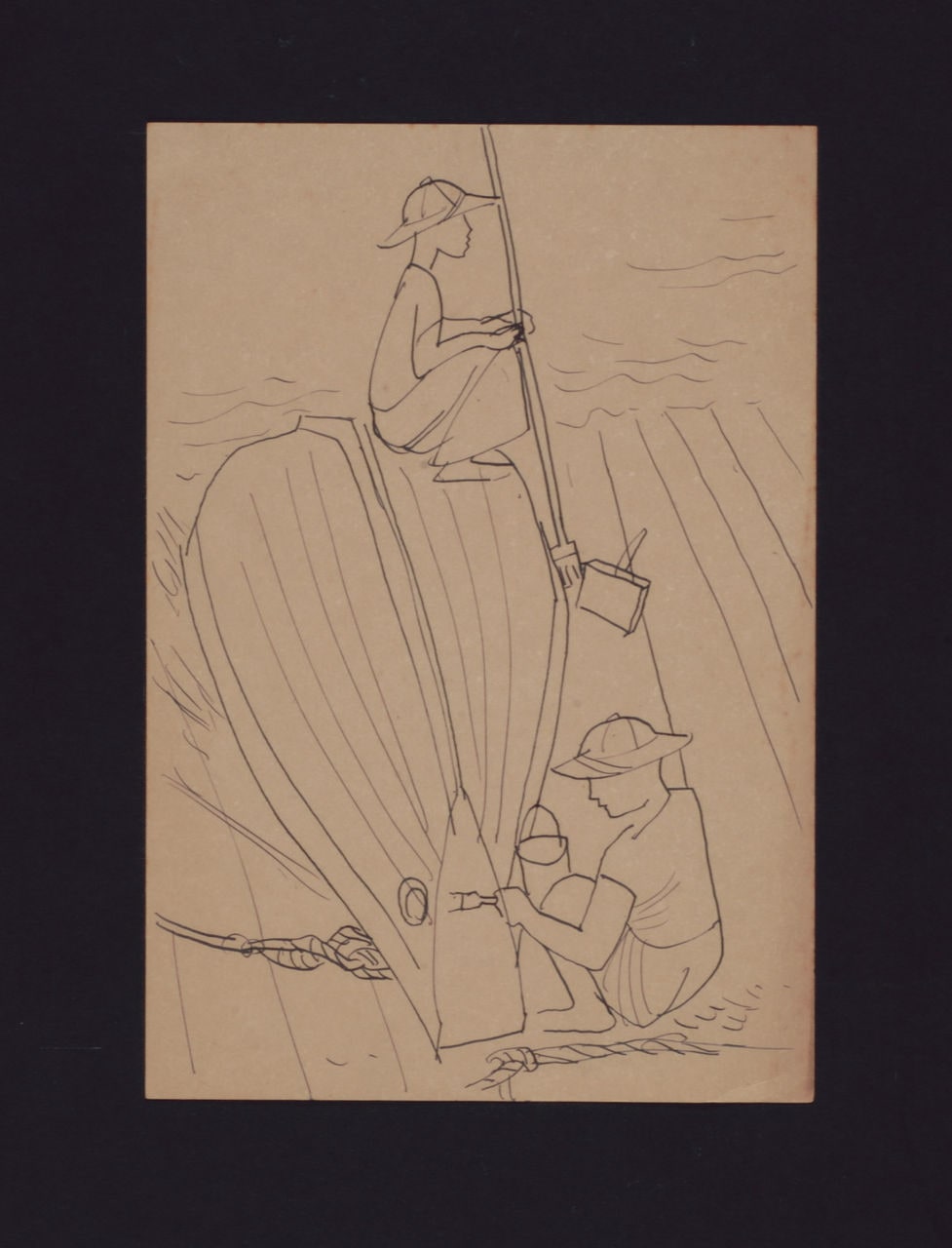 Untitled (Two People Maintaining Boat)