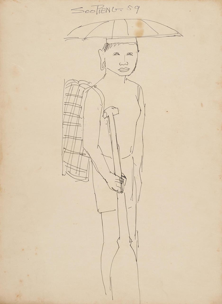 Untitled (Dayak Man with Hat, Basket and Oar)