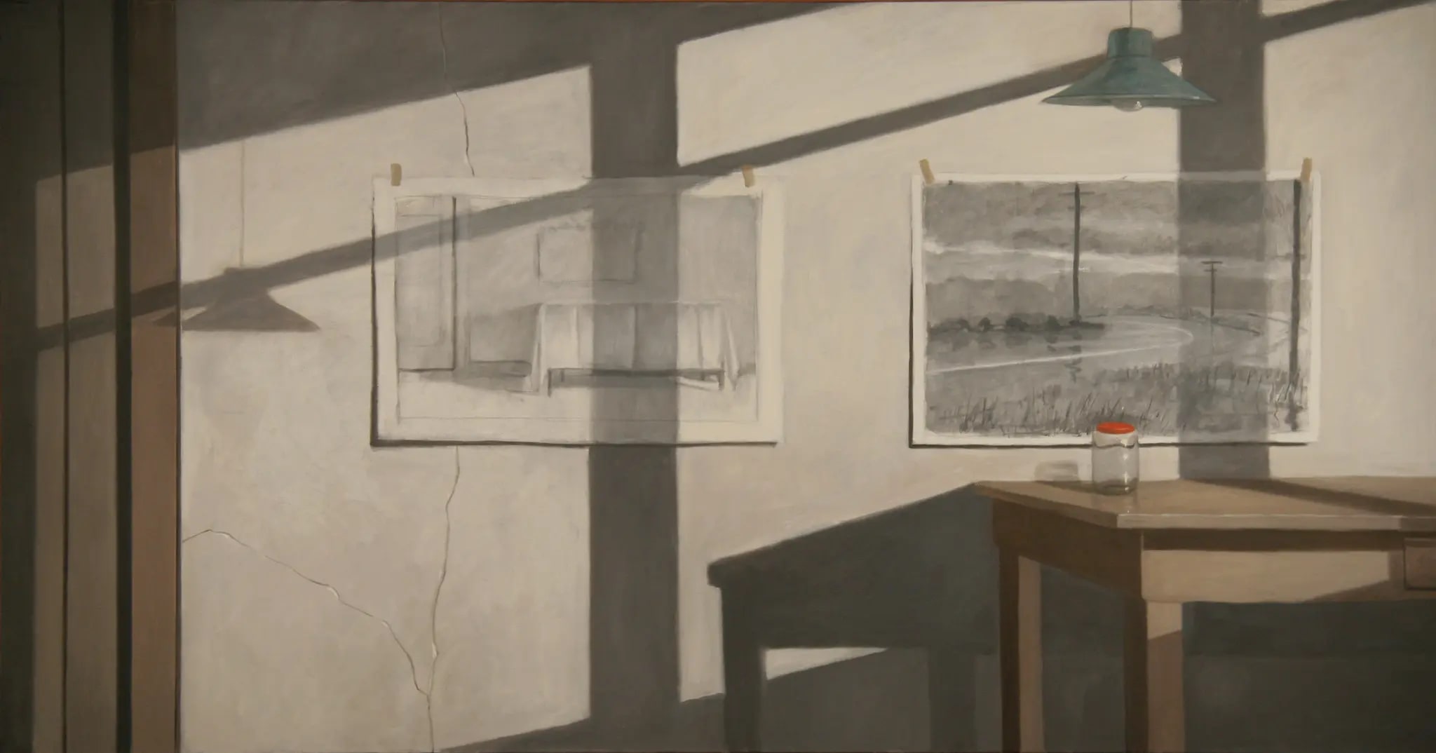 Studio Interior: Jar, Lamp, and Drawings