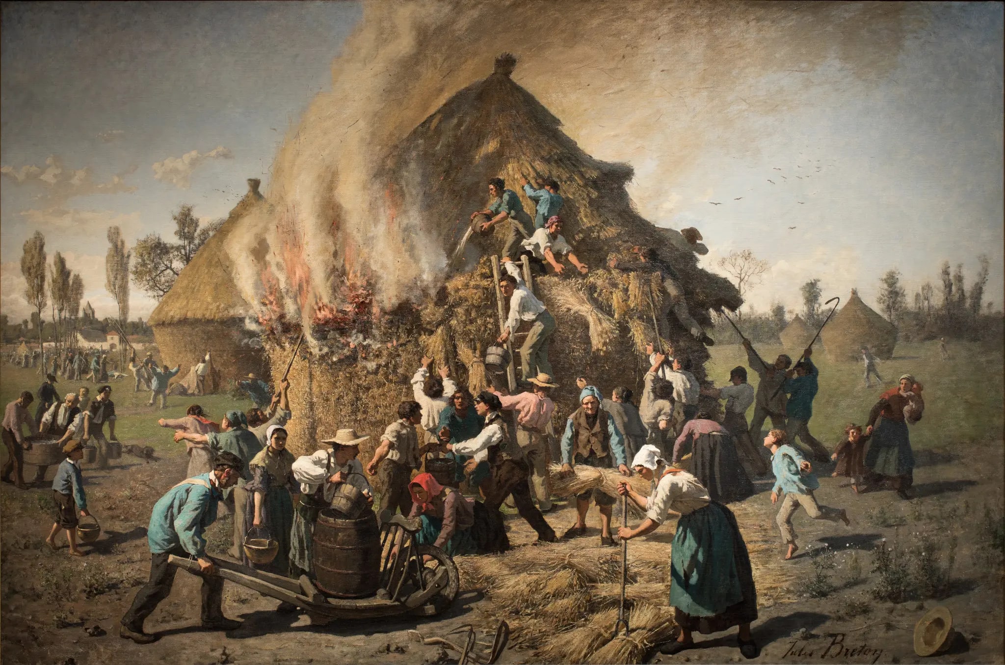 Fire in a Stack of Wheat