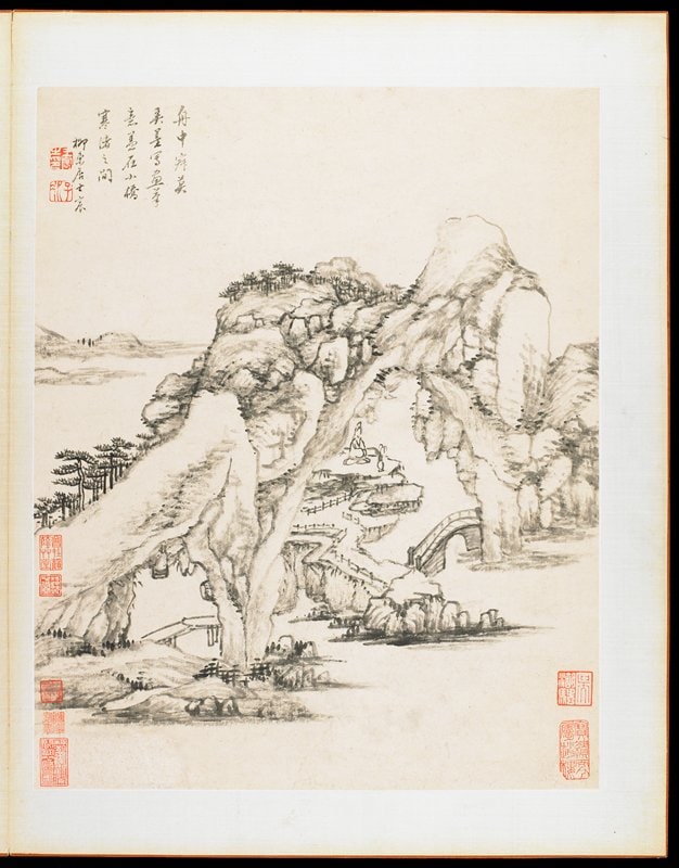Album Leaf and Two Text Leaves, from Landscapes from Nature, Poetry, and Art