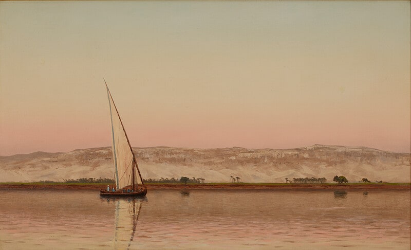 Lone Felucca at Dusk near Roda along the Nile