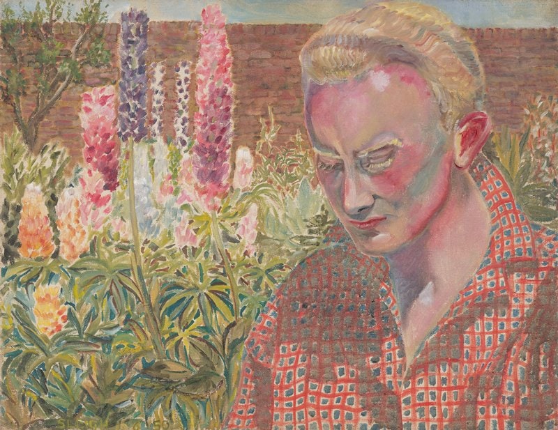 Lawrence in the Garden at Blackheath Park with Lupins