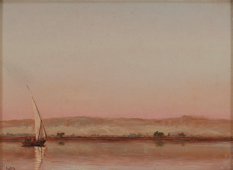 Lone Felucca at Dusk near Roda along the Nile (study)