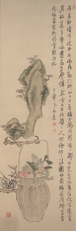 Scholar's Rock, Orchids, and Fruit