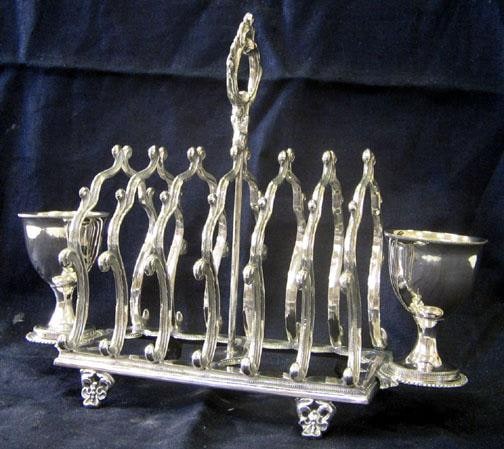 Toast rack with egg cups
