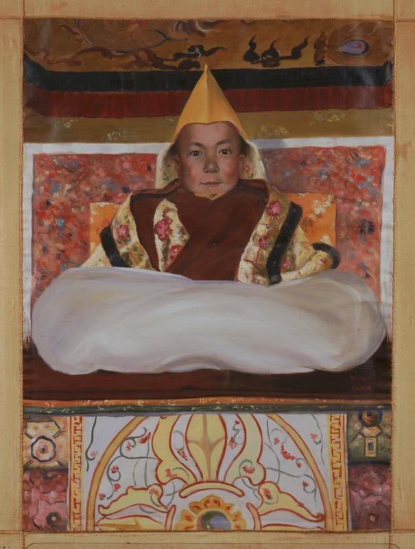 Portrait of His Holiness the 14th Dalai Lama at age five, February, 1940