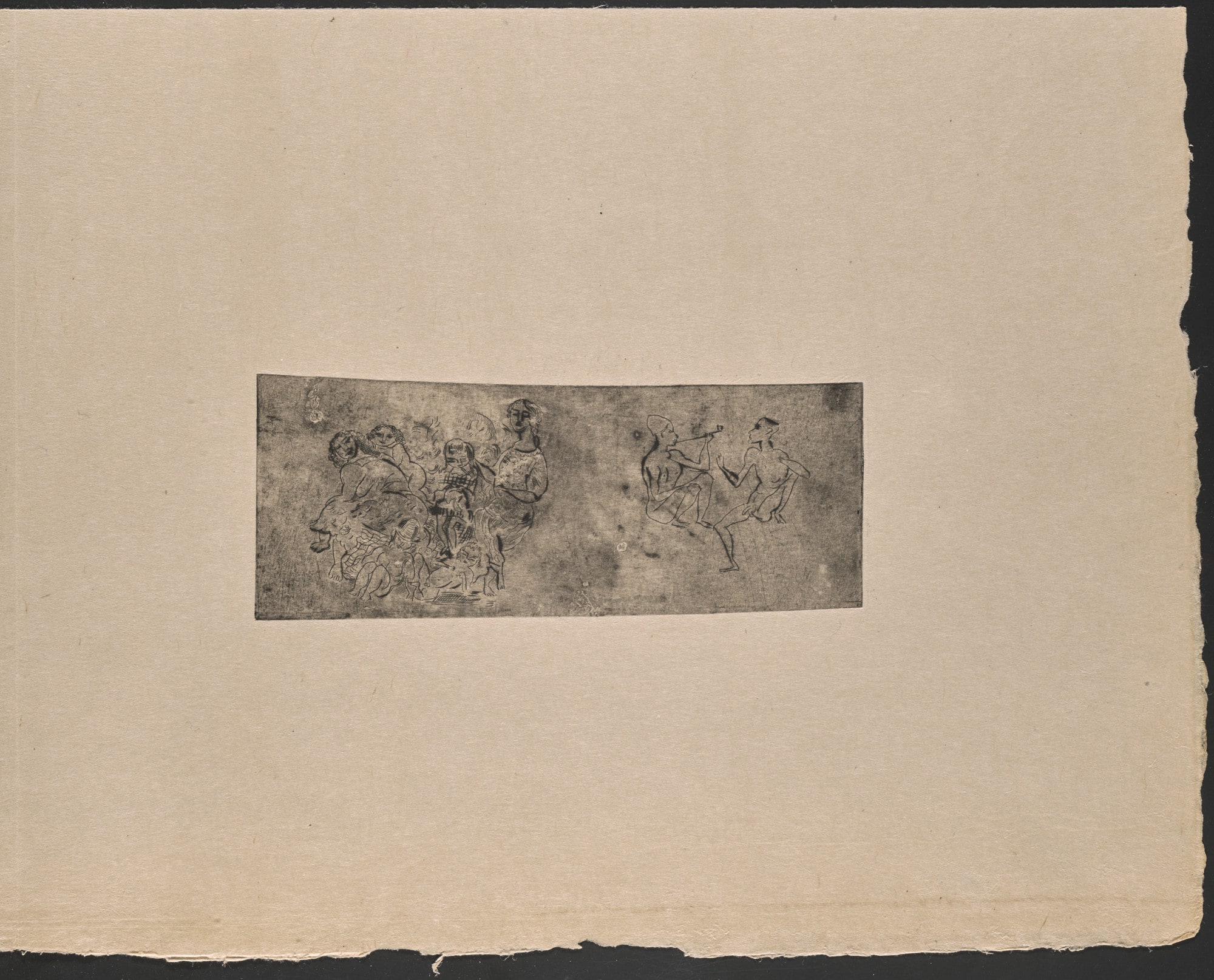Woman, Children, and Two Boys with a Pipe (Femme, enfants et deux garçons à la pipe) (plate, folio 40) from Hommage à Roger Lacourière