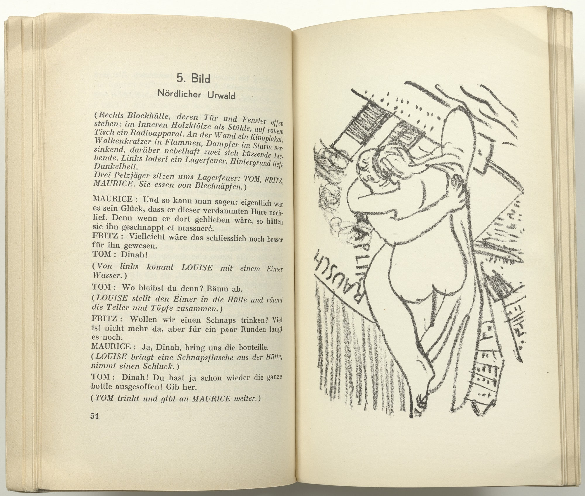 First Illustration for Scene 5 (plate facing page 54) from Der Mensch ist kein Haustier (Man Is Not a Domestic Animal)