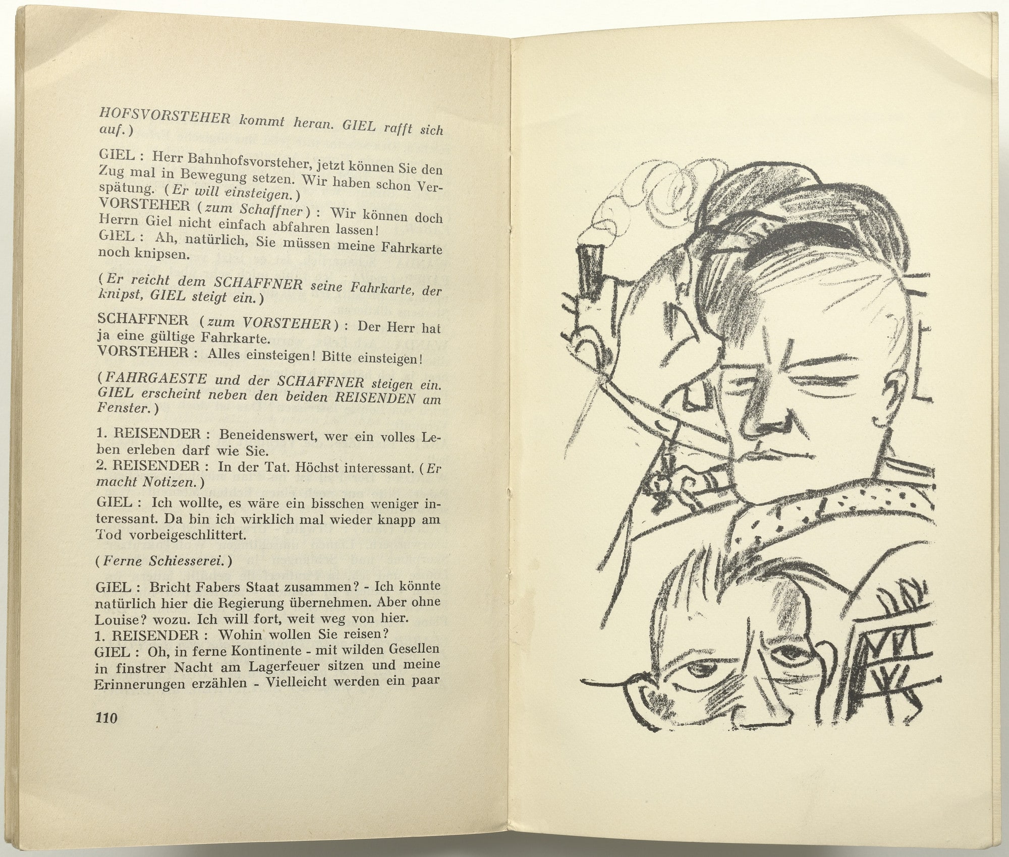 Illustration for Scene 10 (plate facing page 110) from Der Mensch ist kein Haustier (Man Is Not a Domestic Animal)