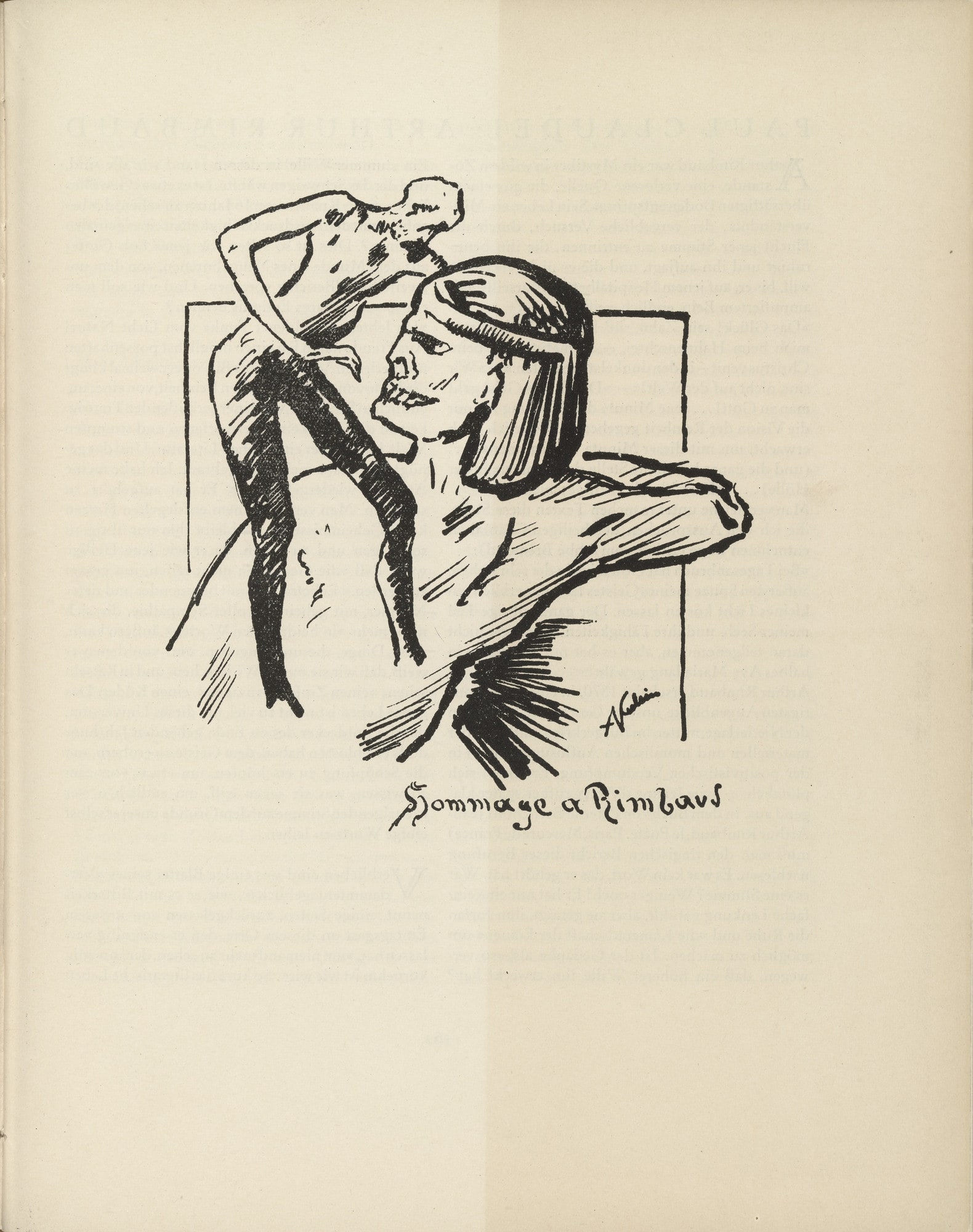 Homage to Rimbaud (Hommage à Rimbaud) (plate, page 161) from the periodical Münchner Blätter für Dichtung und Graphik, vol. 1, no. 11/12 (December 1919)