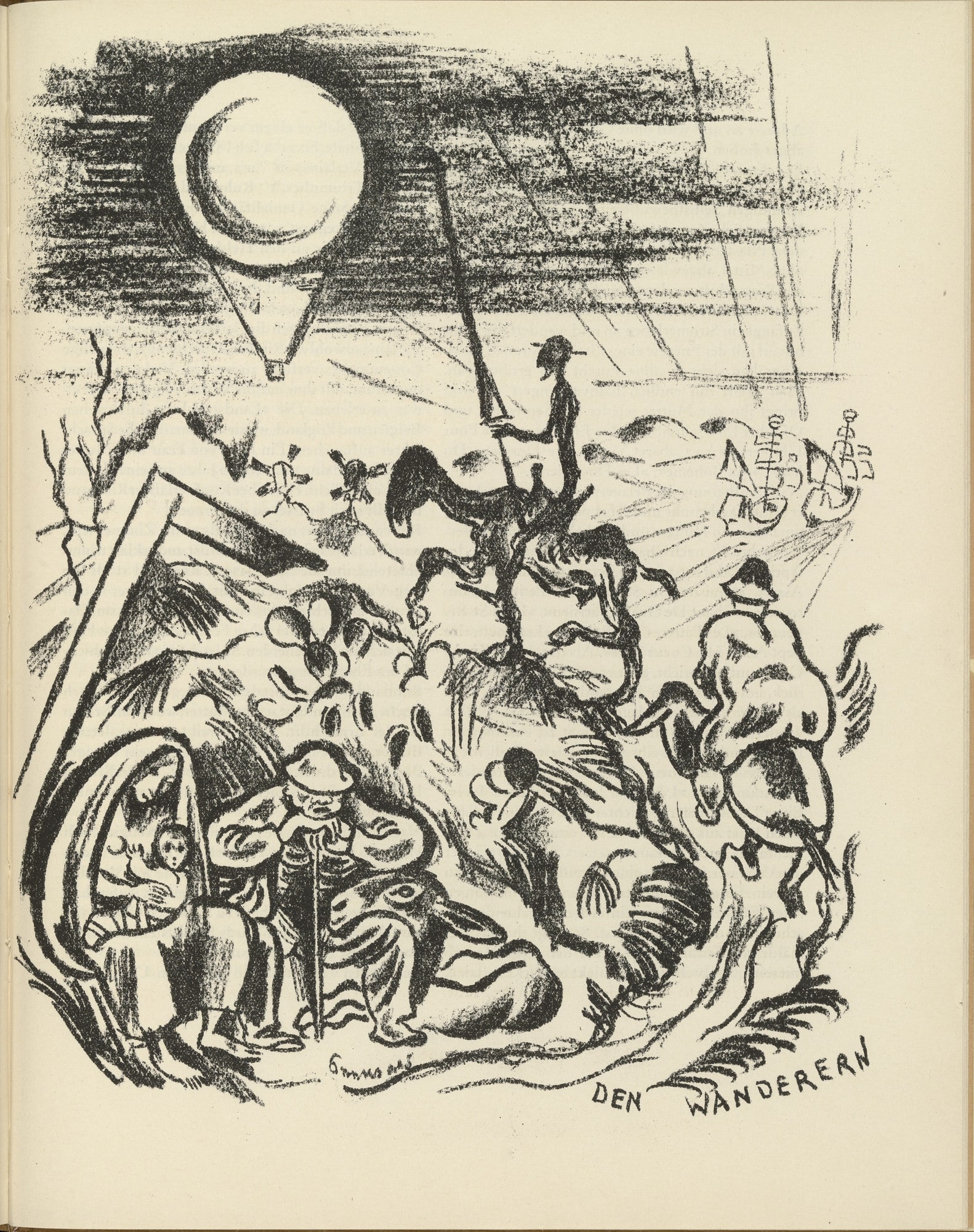 To the Wayfarers (Den Wanderern) (plate, page 189) from the periodical Münchner Blätter für Dichtung und Graphik, vol. 1, no. 11/12 (December 1919)