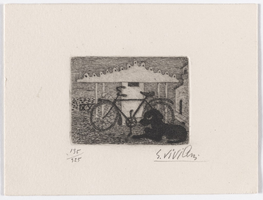 House, Bicycle, and Dog (Casa, bicicletta e cane) from Six Etchings by Giuseppe Viviani (Sei Incisioni di Giuseppe Viviani)