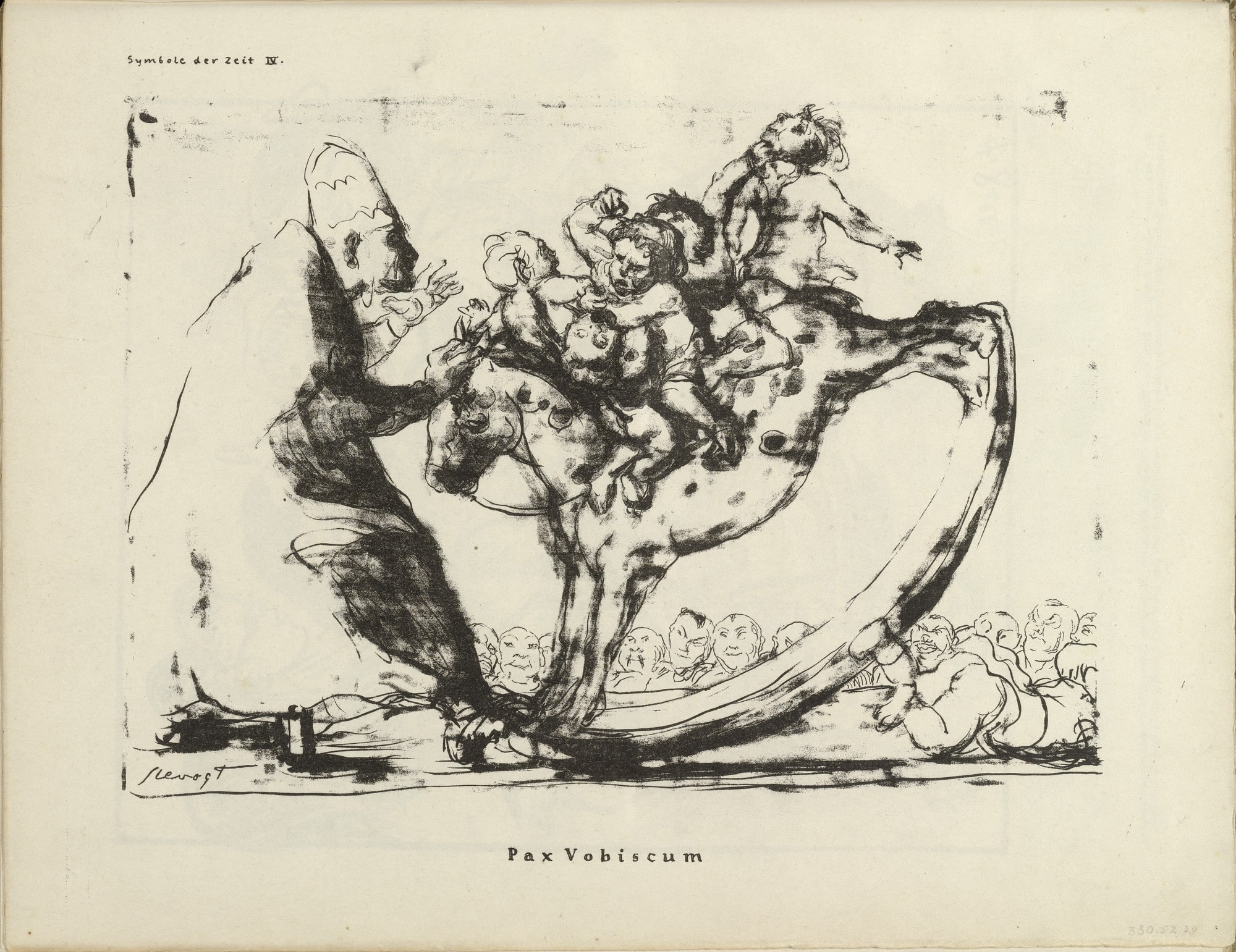 Signs of the Times IV: Pax Vobiscum (Symbole der Zeit IV: Pax Vobiscum) (plate, folio 11 verso) from the periodical Der Bildermann, vol. 1, no. 2 (Jun 1916)