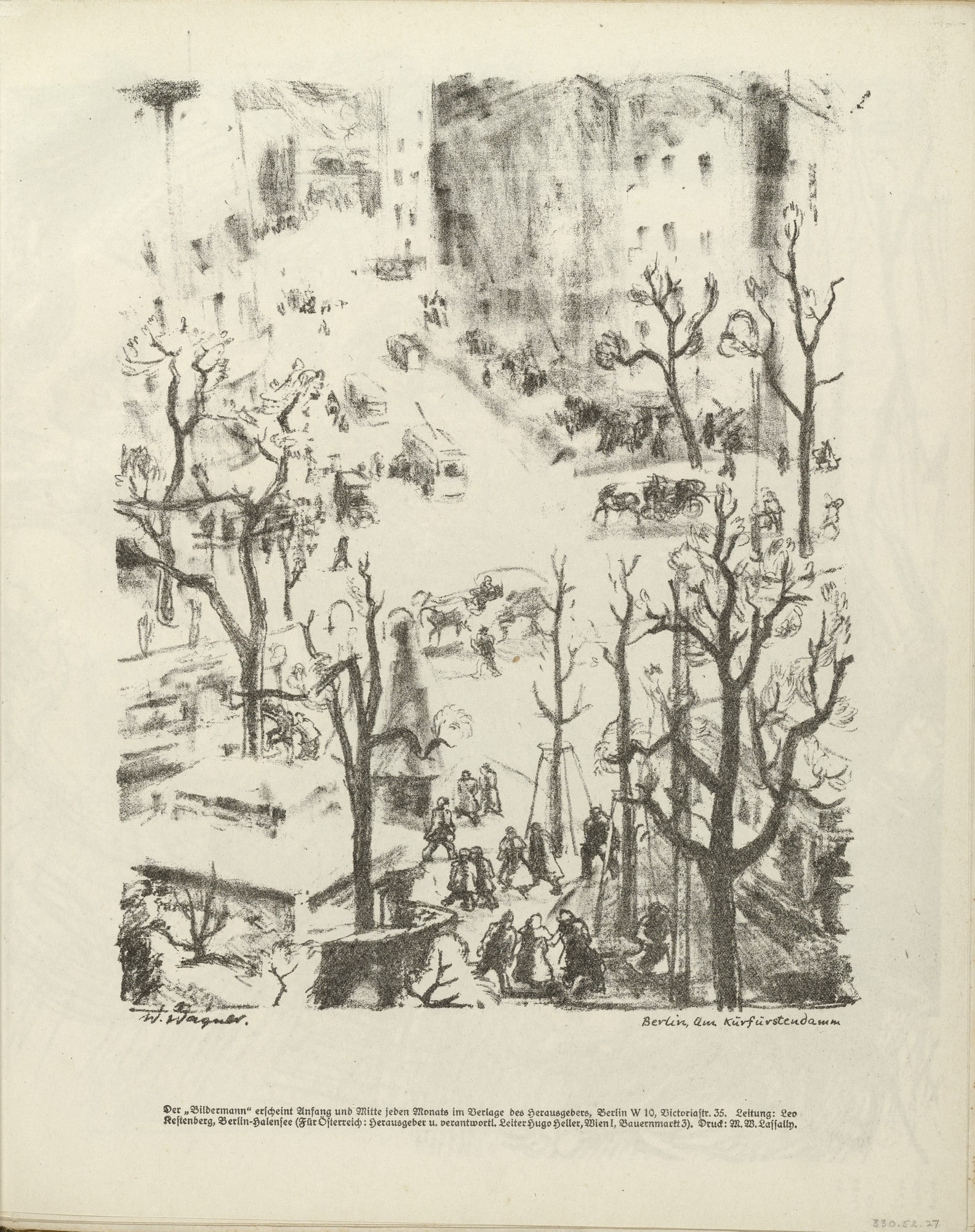On the Kurfürstendamm, Berlin (Berlin, Am Kurfürstendamm) (plate, folio 15) from the periodical Der Bildermann, vol. 1, no. 7 (July 1916)