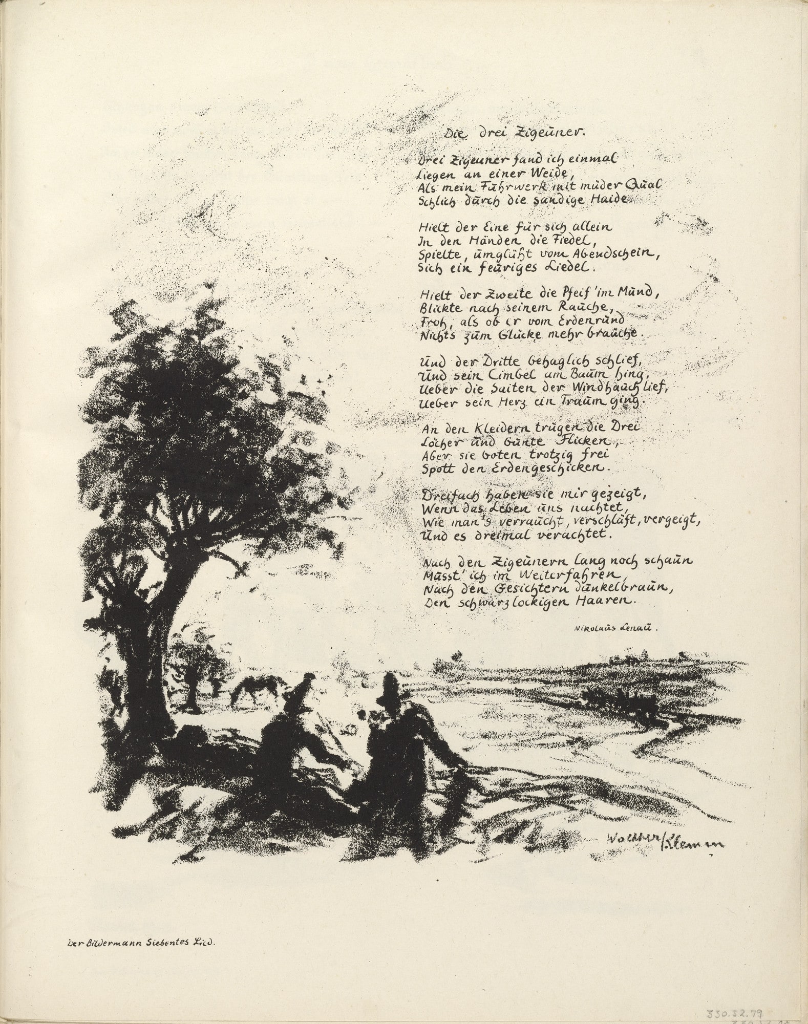 Untitled, illustration to Nikolaus Lenau's poem "The Three Gypsies" (Die drei Zigeuner) (border, 7th song, folio 45) from the periodical Der Bildermann, supplement to vol. 1, no. 13 (October 1916)