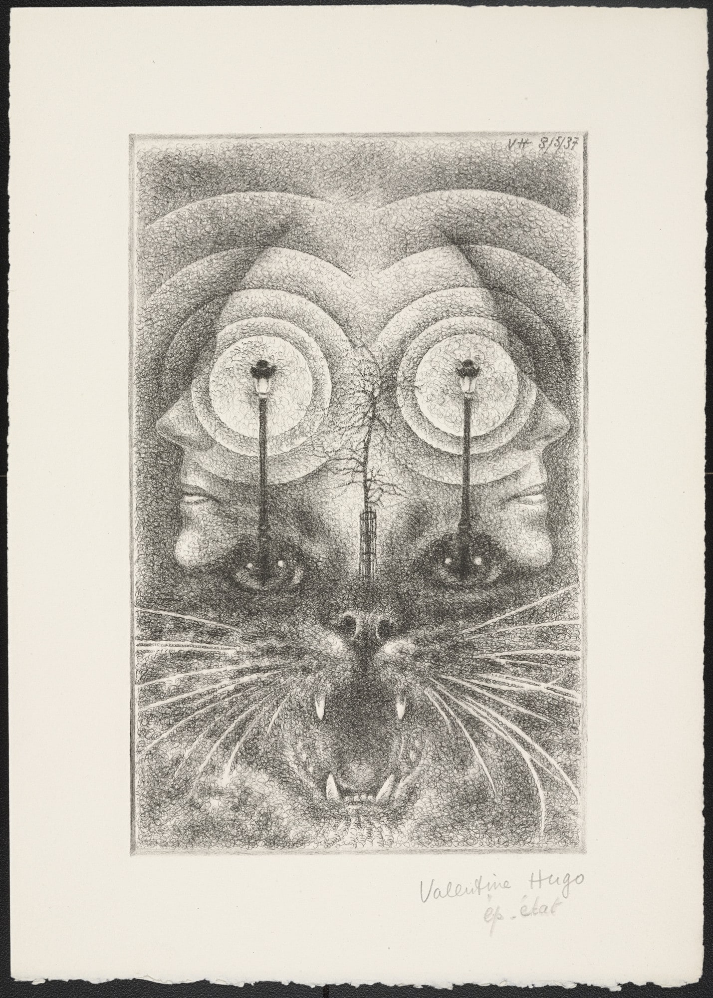 Trial proof for rejected plate and 2 folios of text from Les Animaux et Leurs Hommes, Les Hommes et Leurs Animaux