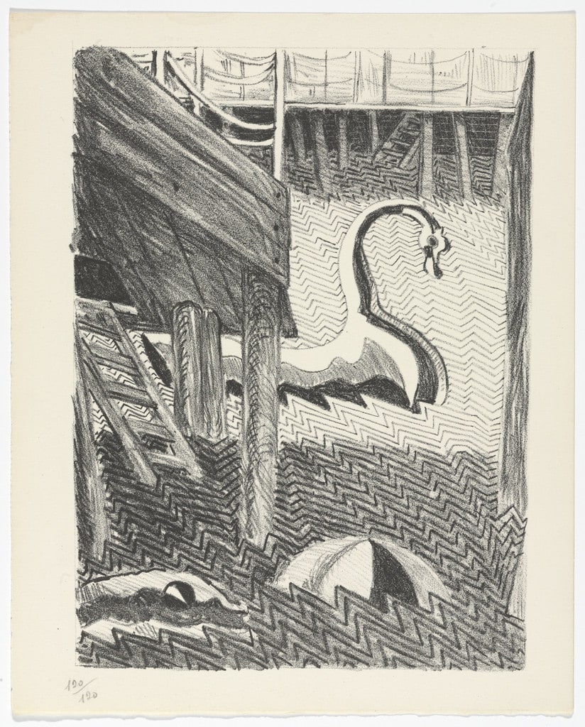 Apparizione del Cigno (Apparition of the Swan) (plate, folio 13) from Mythologie