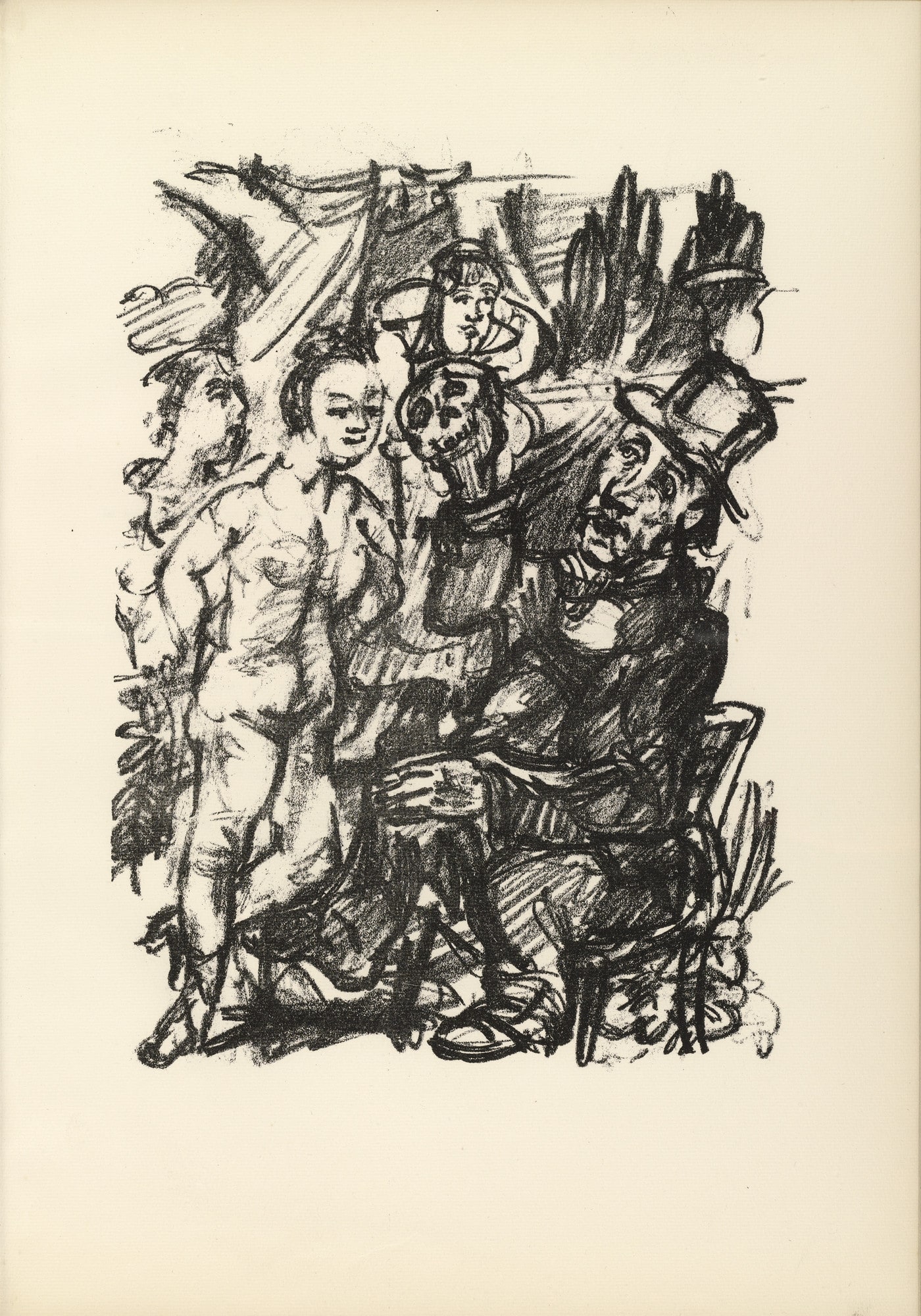 Job and the Maidens (Hiob und die Fräuleins) (plate, page 35) from Hiob (Job)