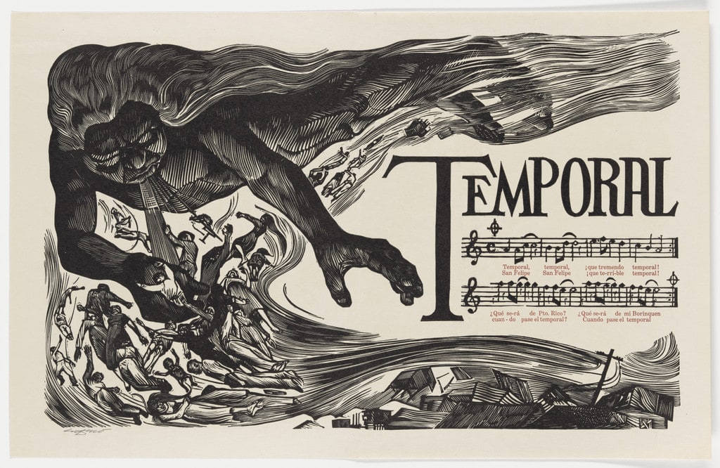Temporal (The Storm) (double page in-text plate, folios 23 verso and 24) from Plenas