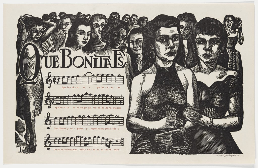 Que Bonita Es (How Beautiful She Is) (double page in-text plate, folios 7 verso and 8) from Plenas