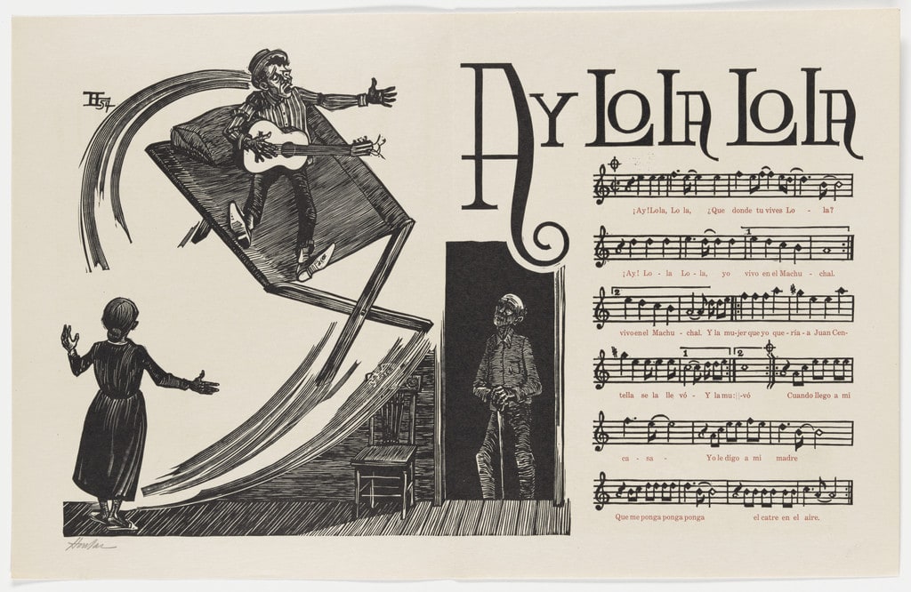 Ay Lola Lola (Oh Lola Lola) (double page in-text plate, folios 11 verso and 12) from Plenas