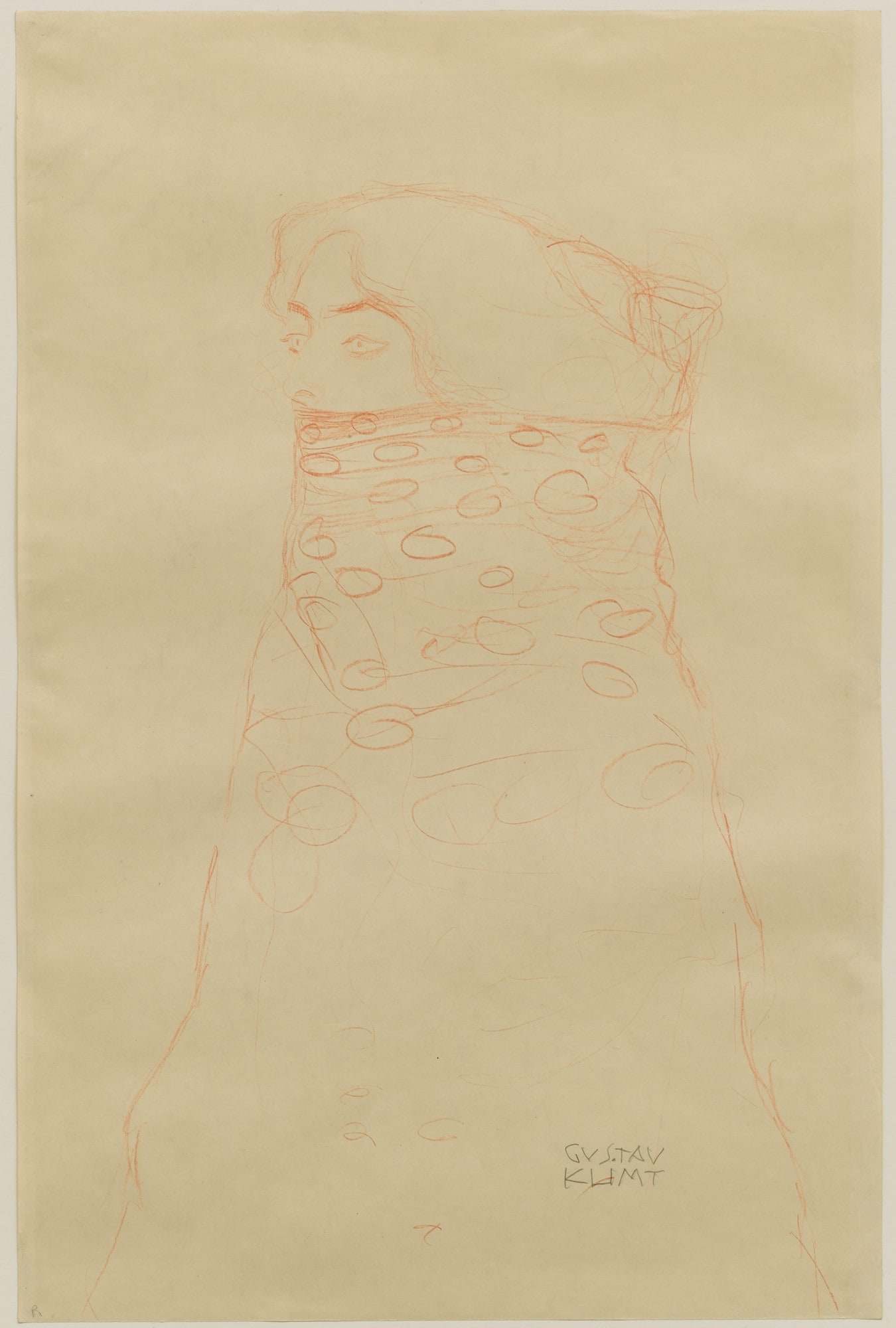 Woman with Scarf (Dame im Dreiviertelprofil nach links, den Mund und einen Teil der Frisur durch Umhang verdeckt)