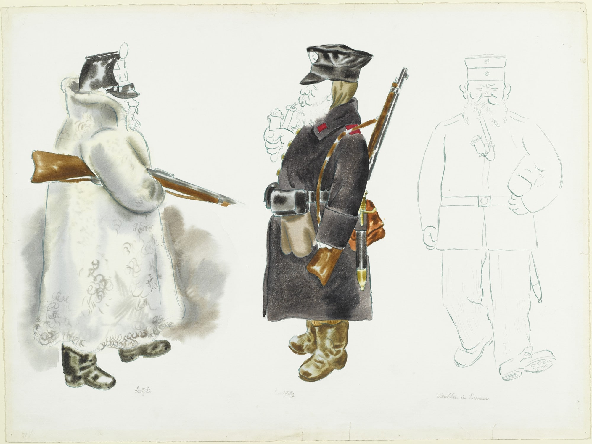 Fritzke and Birkholz. Costume designs for the play The Case of Sergeant Grischa (Der Streit um den Sergeanten Grischa)