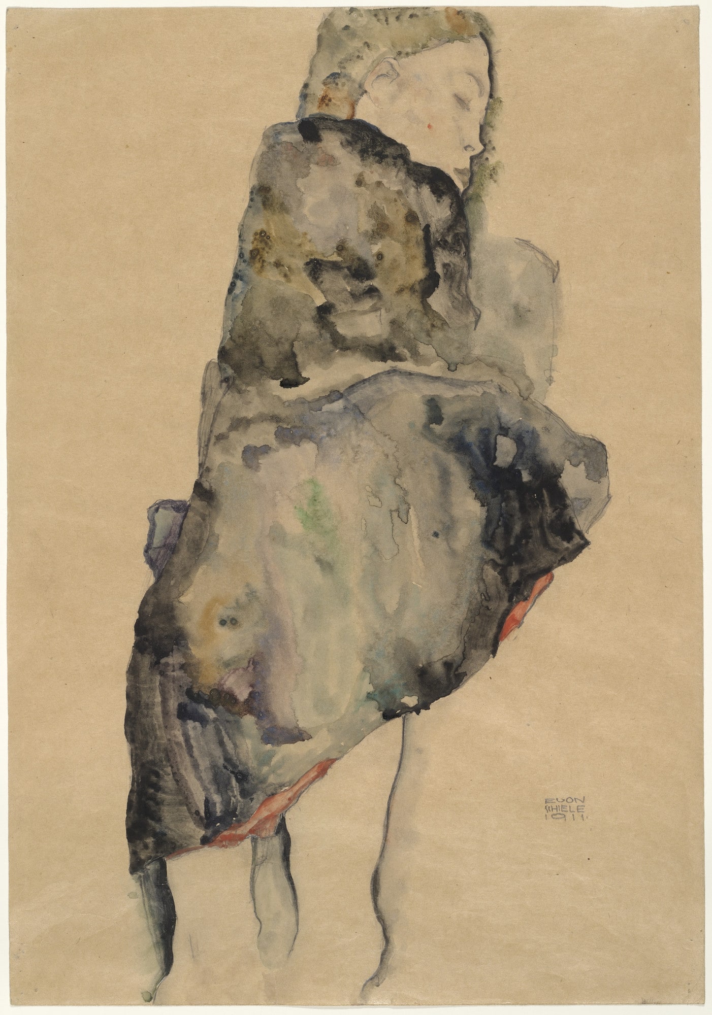 Standing Girl Wrapped in Blanket