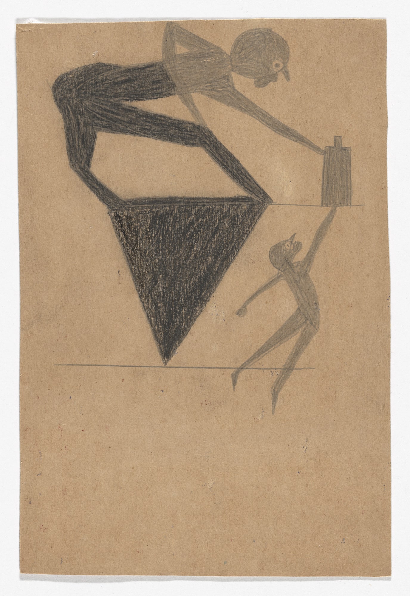 Man on Triangle Reaching for Bottle