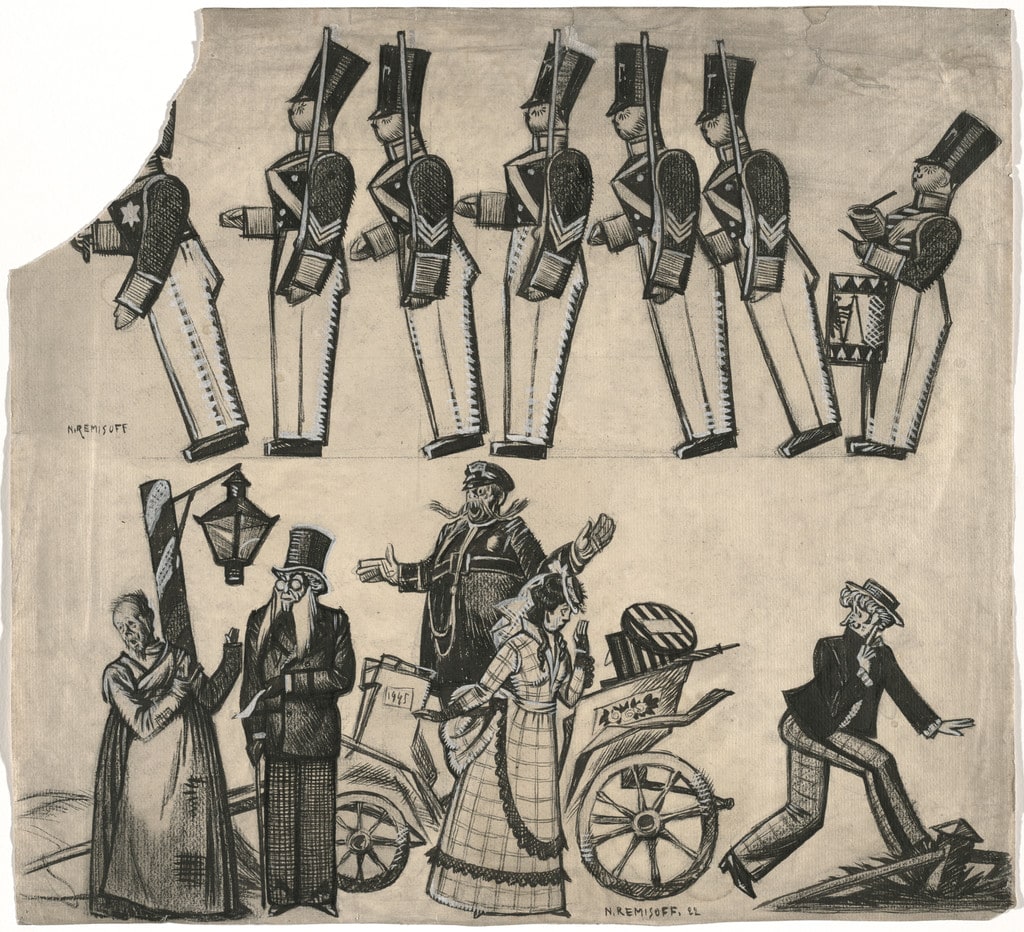 Sketch for tableaux for a Théâtre de la Chauve-Souris production