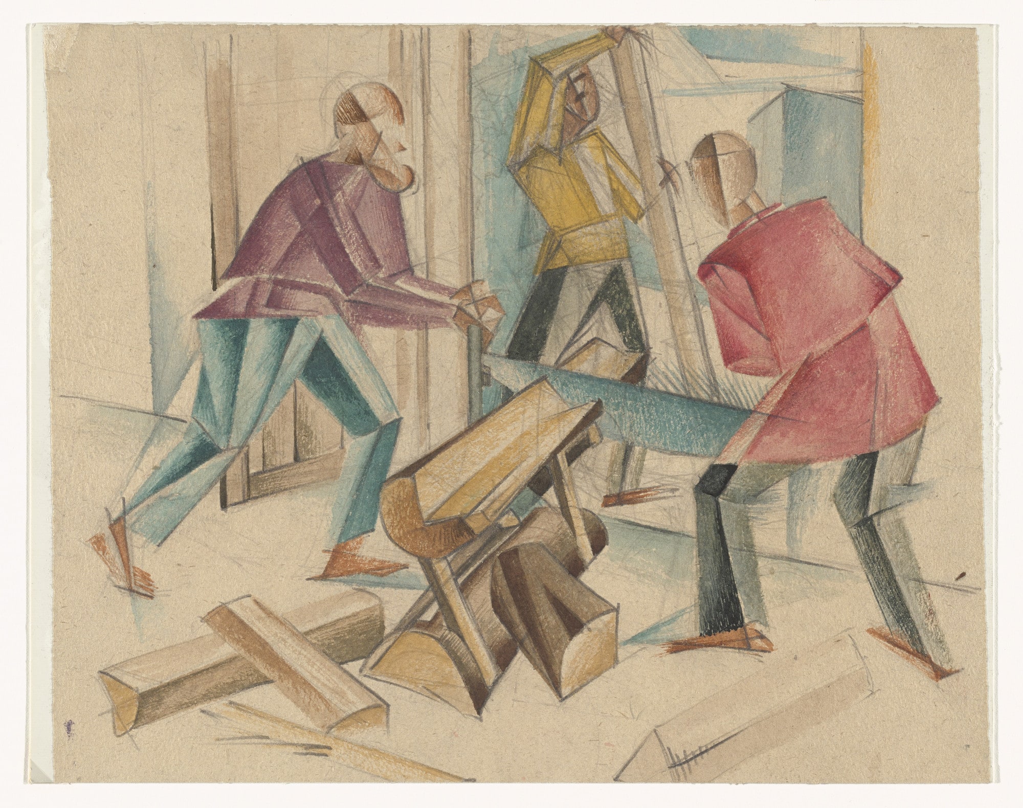 Three Figures of Woodcutters