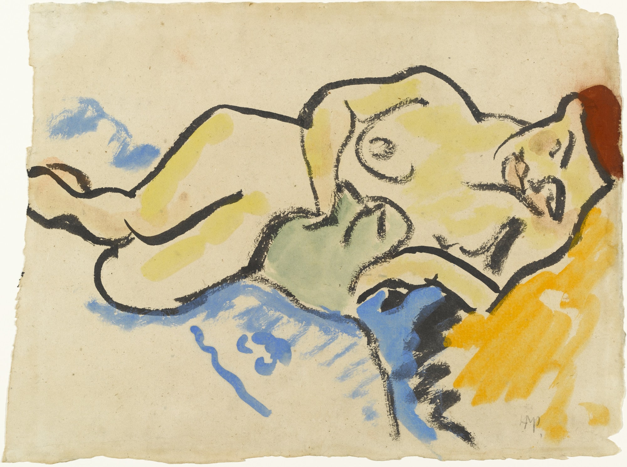 Reclining Nude with Cat