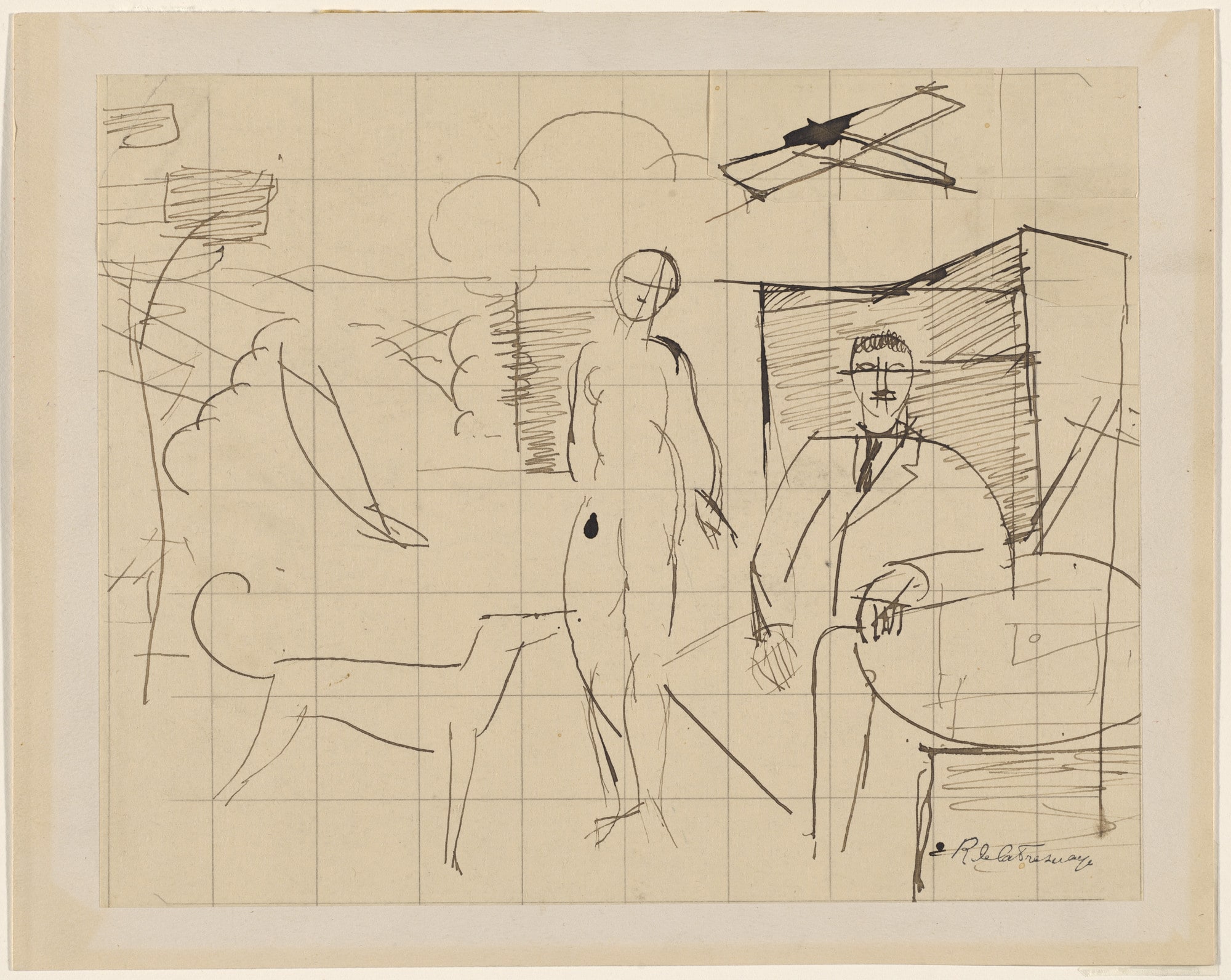 Study for Couple with Greyhound