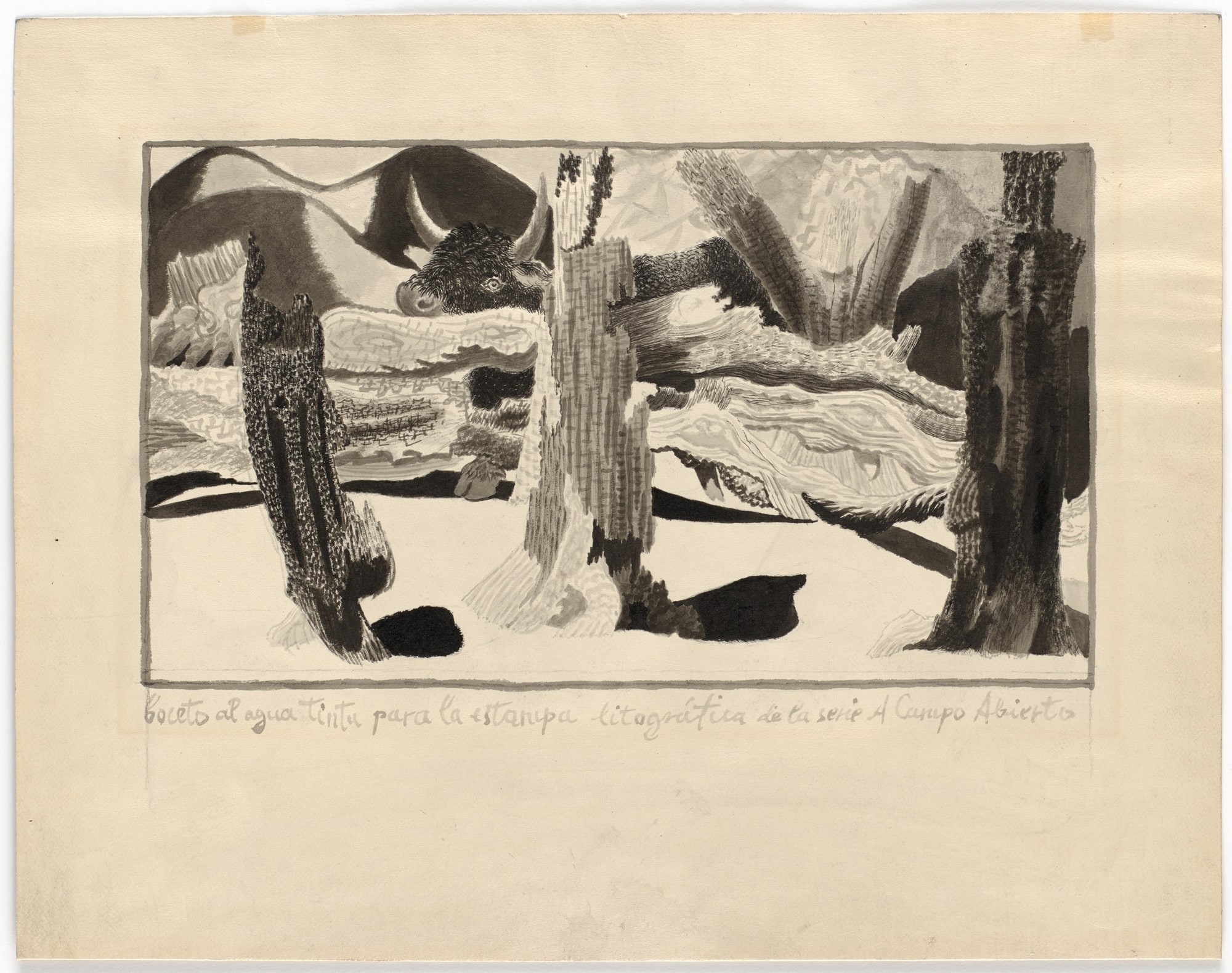 Sketch for lithograph In the Open Country