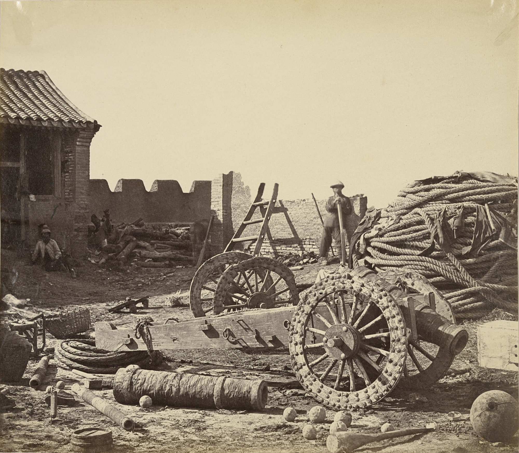 Interior of Pehtang Fort, Showing the Magazine and Wooden Gun