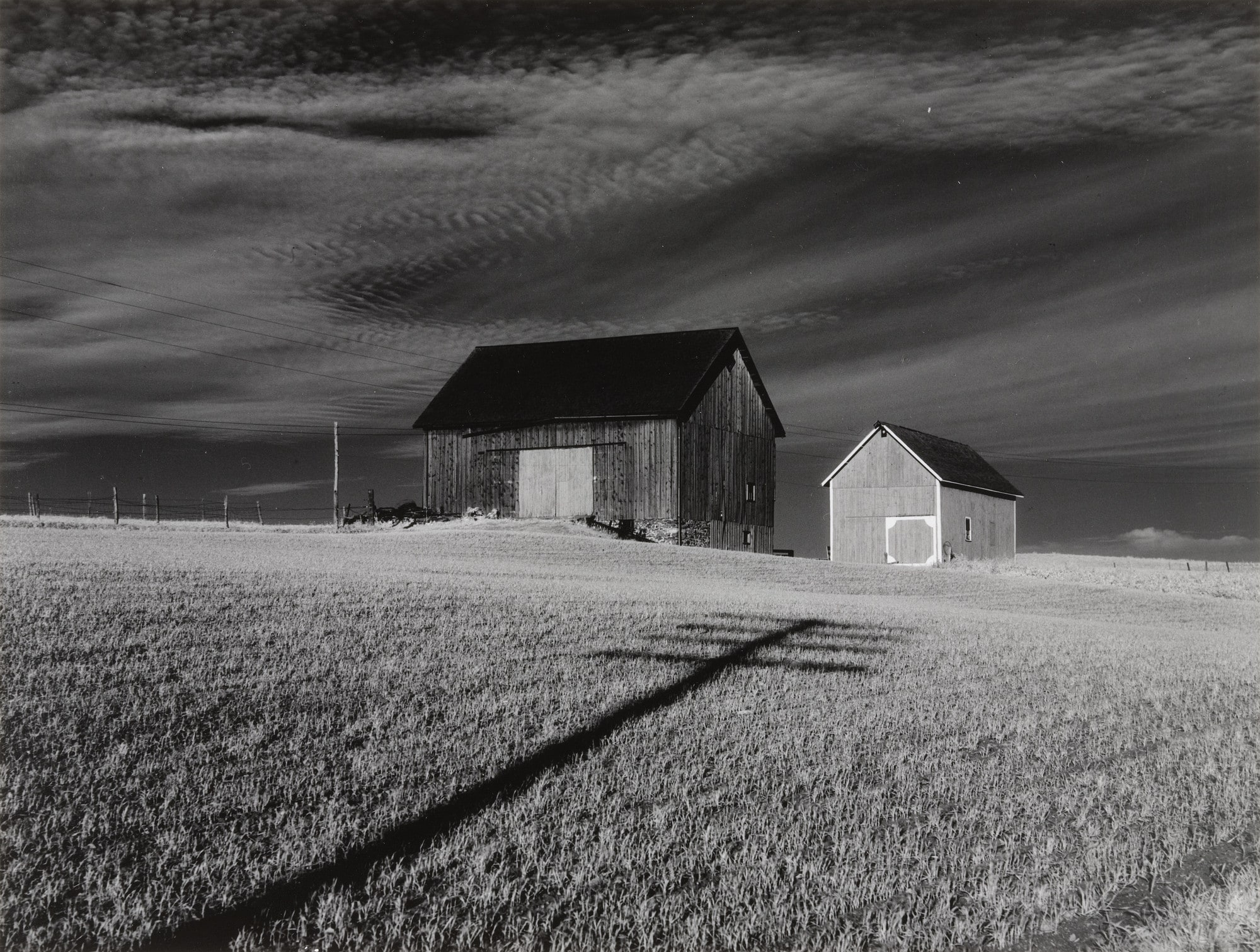 Two Barns and Shadow