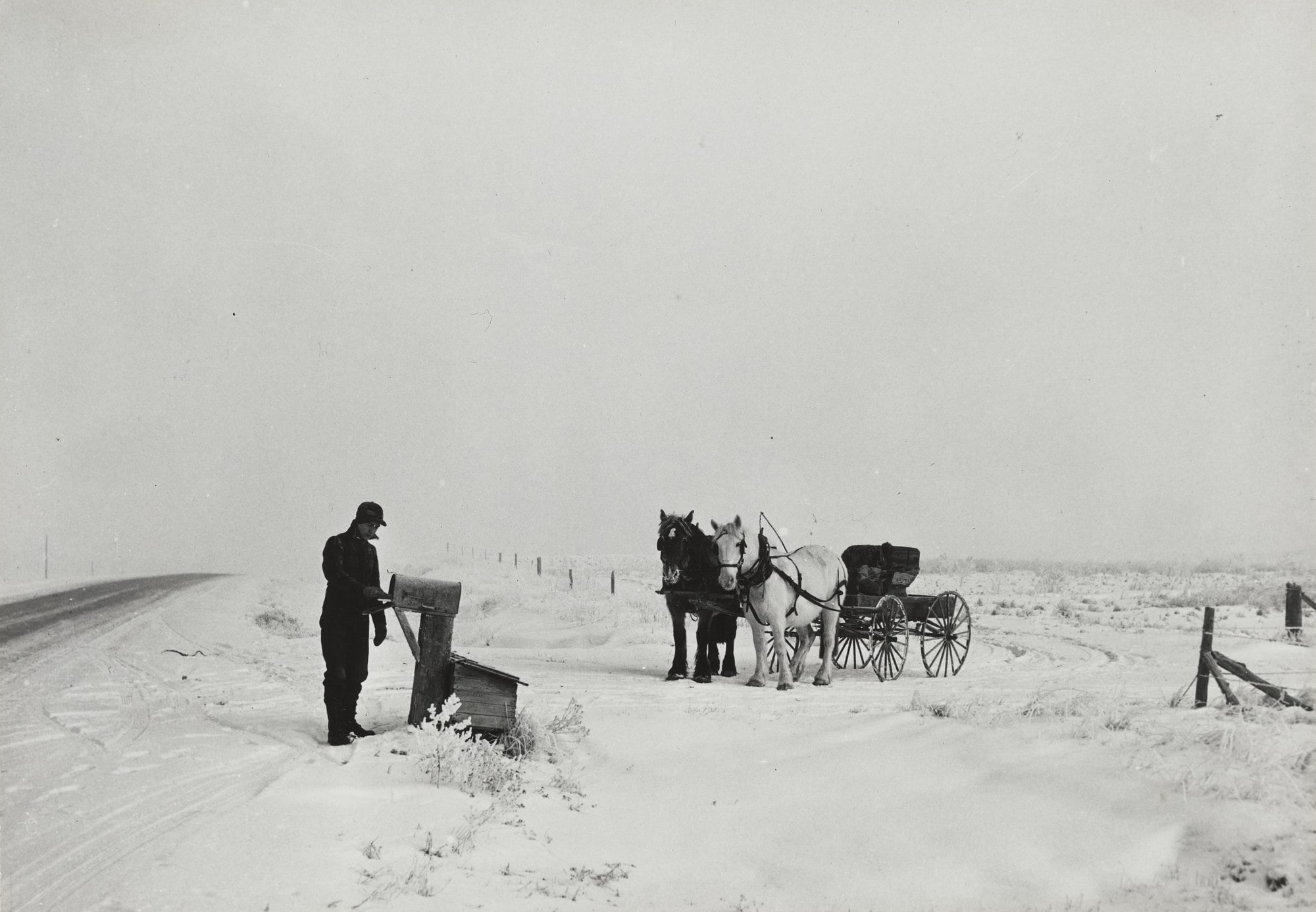 Morton County, North Dakota, Getting the Morning Mail at Eighteen below Zero, (Mail)