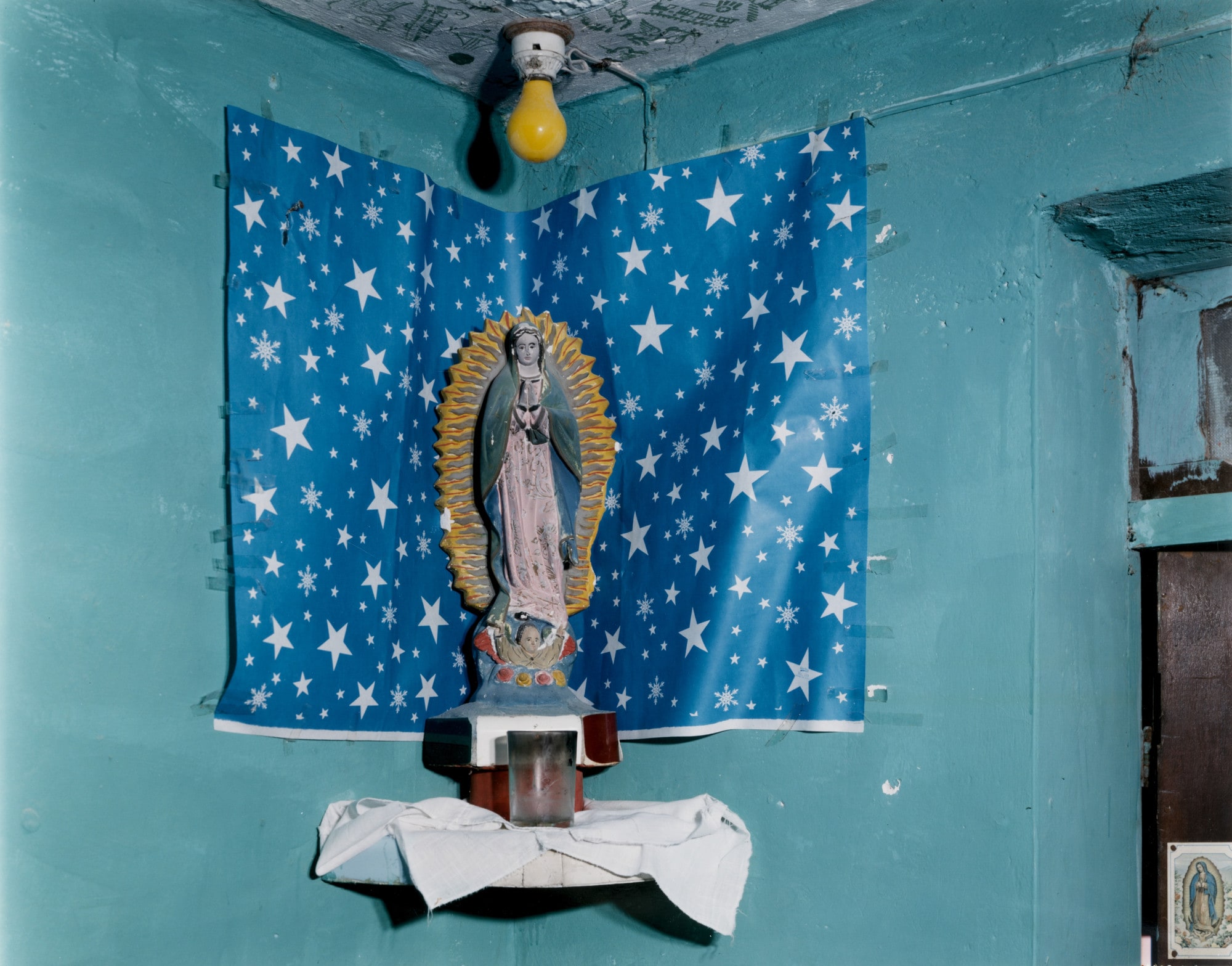 Senora de Guadalupe with Star Paper, Mexico, STATUE WITH STAR PAPER AND YELLOW BULB