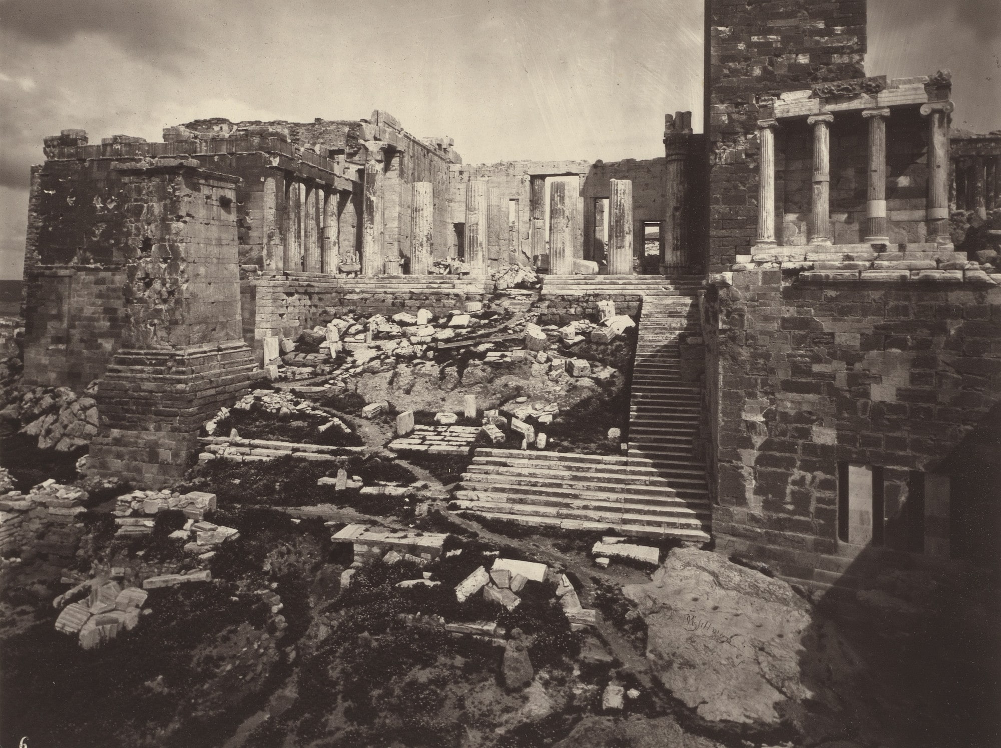 The Western Facade of the Propylaea, With the Temple Of Victory and the Ancient Steps