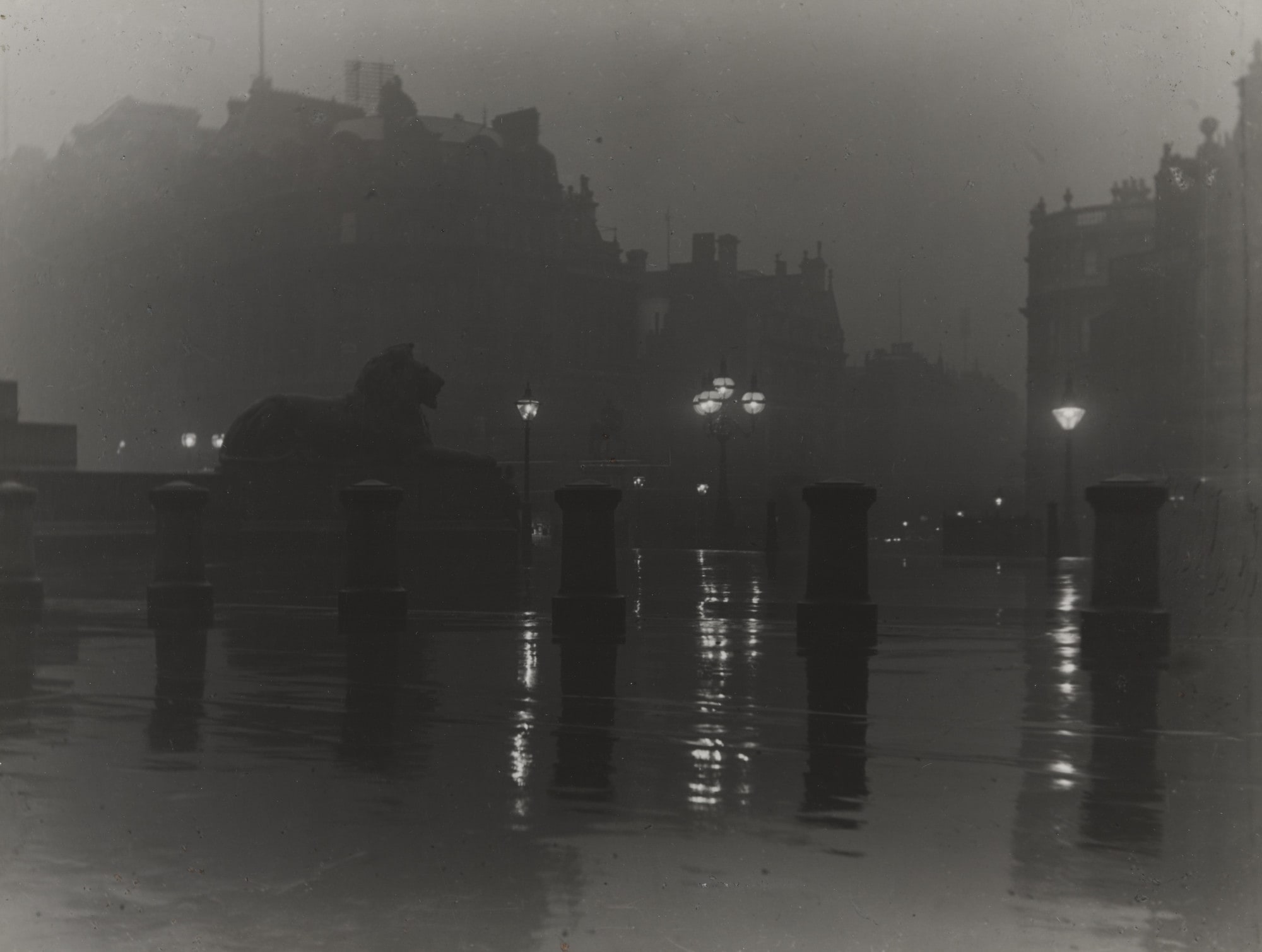 Trafalgar Square on a Very Wet Night