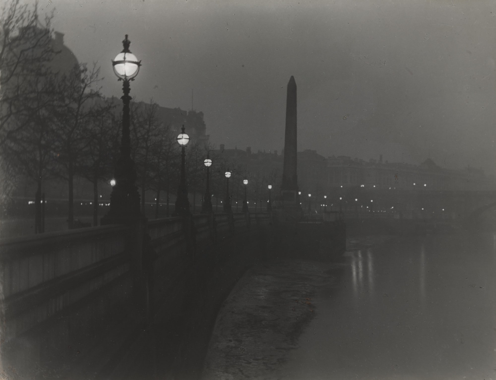 Cleopatra's Needle and the Thames Embankment by Gas-Light