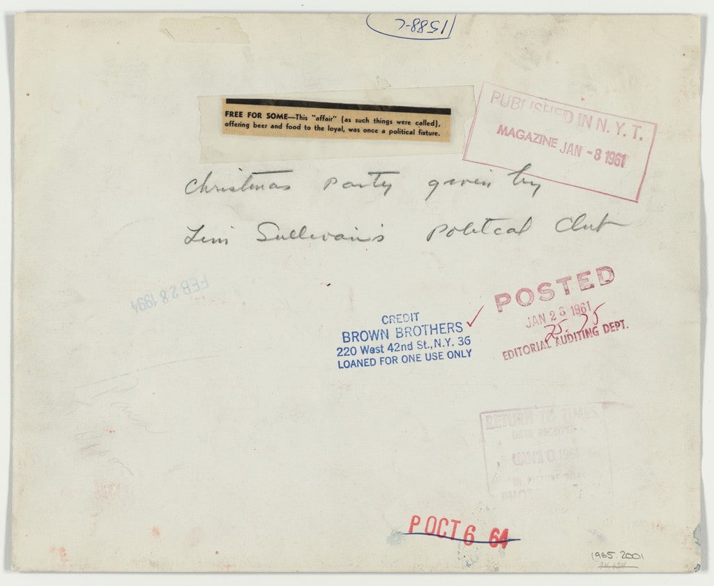Christmas Party Given by Jim Sullivan's Political Club, New York