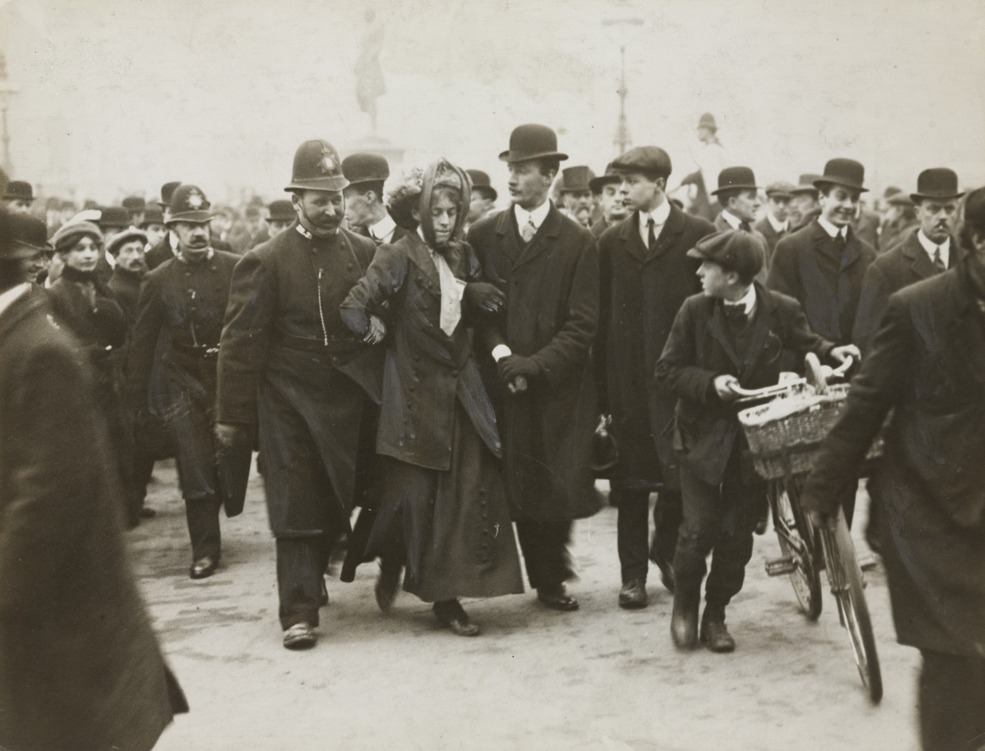 An Arrest When the Suffragettes Began a Riot in Parliament, London