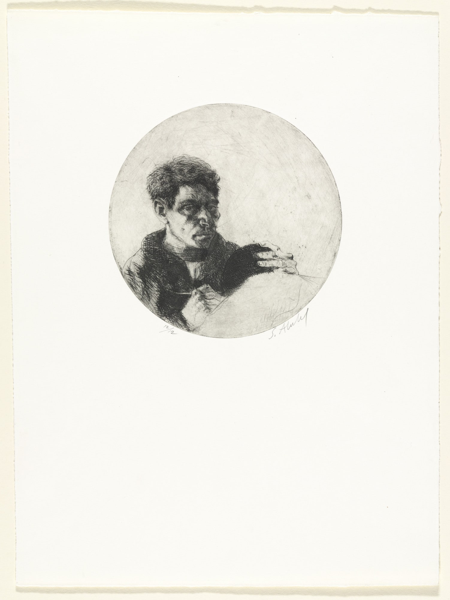 Self-Portrait Needling a Tondo